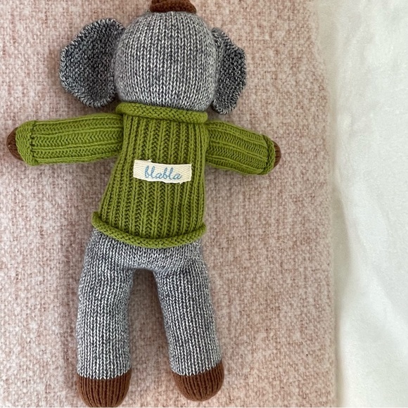 Blabla 13” Hercule Knit Elephant Plush Toy Doll Green Sweater - Picture 6 of 11